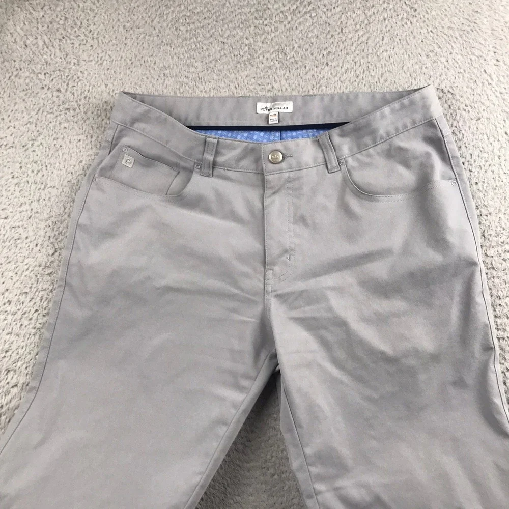 Peter Millar EB66 Performance Pants Mens 34 (35x33) Gray 5-Pocket Golf Trousers
